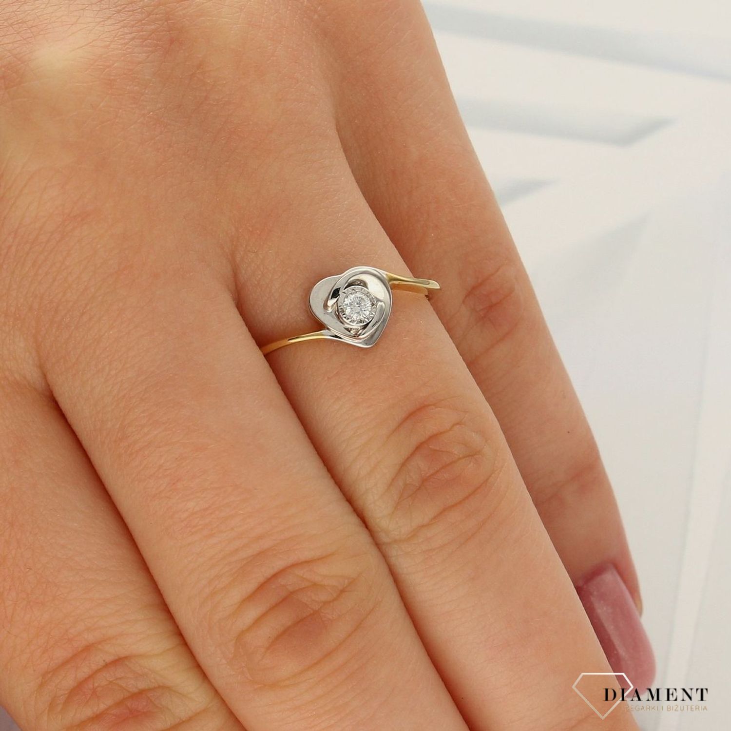 Pierścionek złoty DIAMENT 585, złoto z diamentem KR 67301.jpg